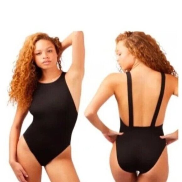 Andie Women's XXXL US 20 The Montauk 1-Piece Swimsuit Black NWT 9546 High Neck - Picture 1 of 13
